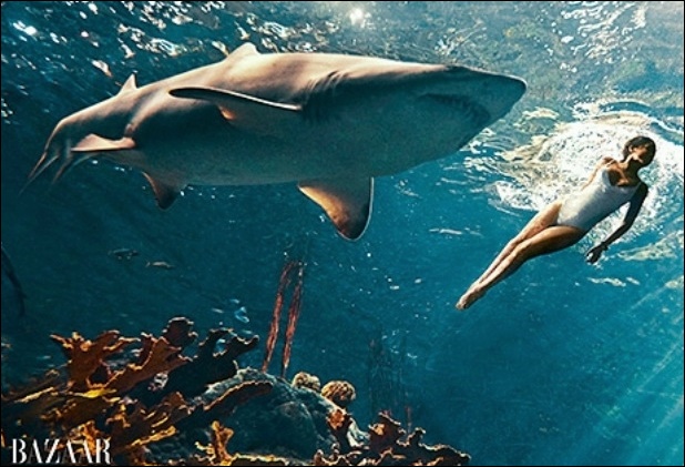 Rihanna beim Schwimmen mit Haien  